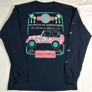 Simply Southern T Shirt Women’s Medium Long Sleeve Jeep Palm Trees